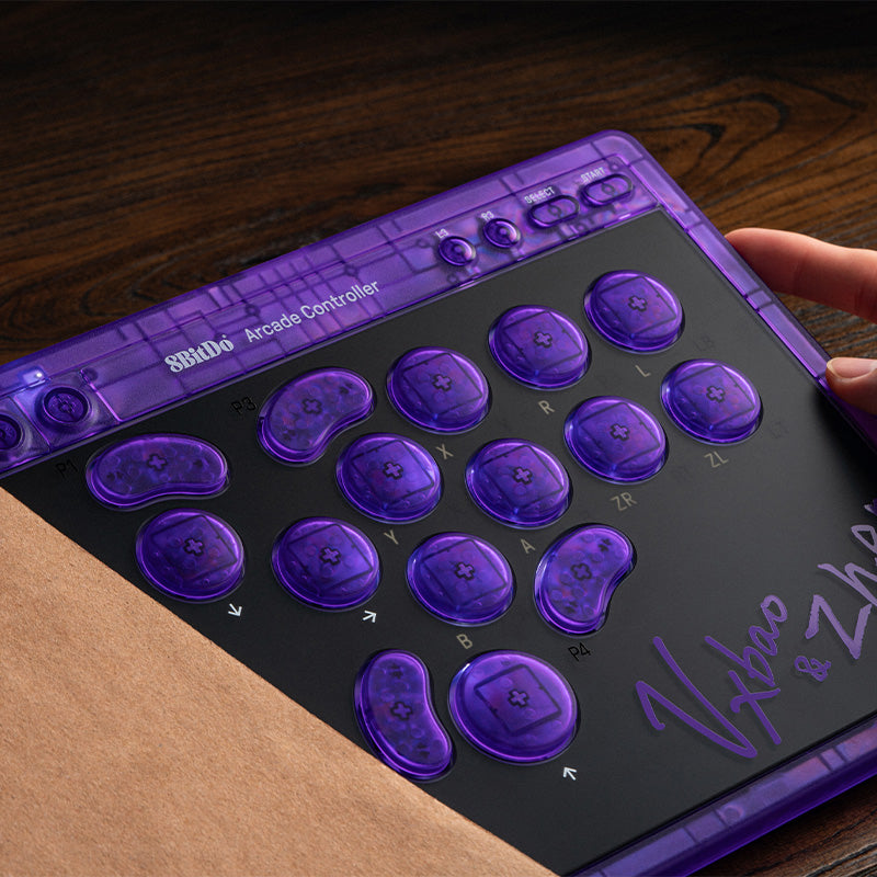 8BitDo Arcade Controller - Transparent Purple Signature Edition