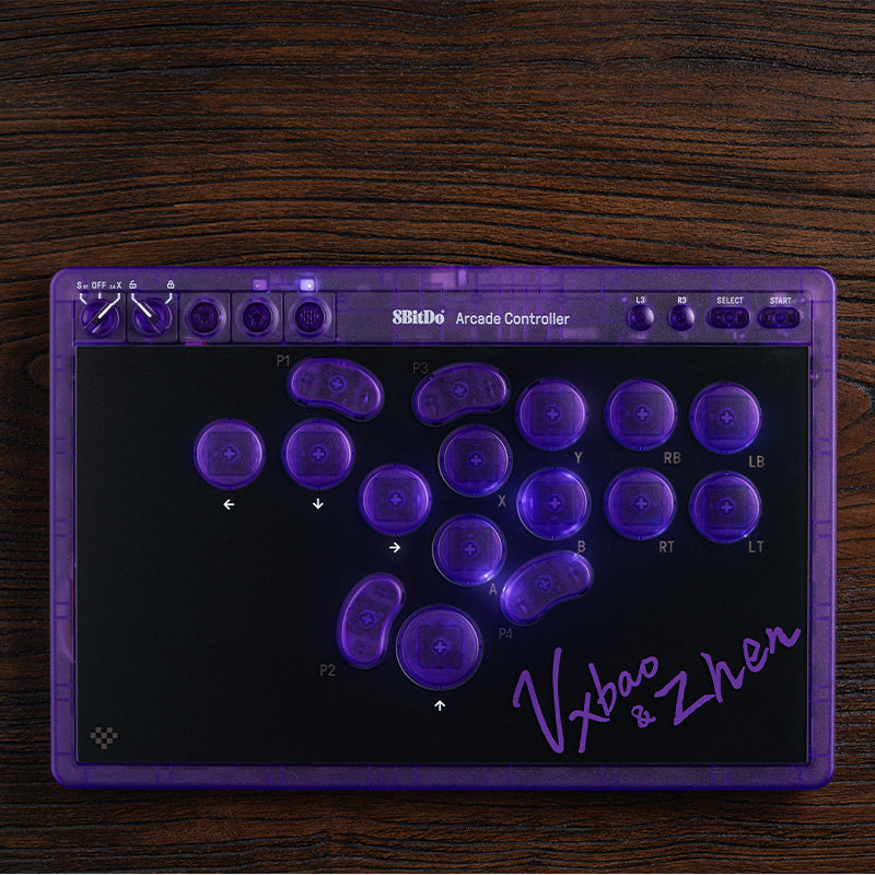 8BitDo Arcade Controller - Transparent Purple Signature Edition